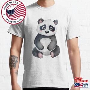 Sad Panda Watercolor Illustration Classic T-Shirt